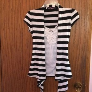 Almost Famous Striped Cardigan w/ built in tank